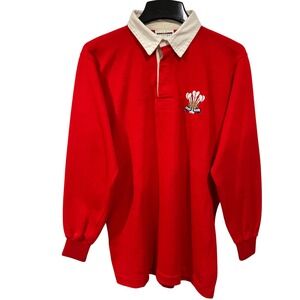Halbro Rugby Shirt Wales Welsh Long Sleeve Embroidered Crest Red‎ Size XL?